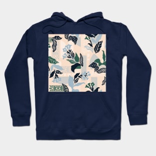 Blue and Green Solid Flowers Hoodie